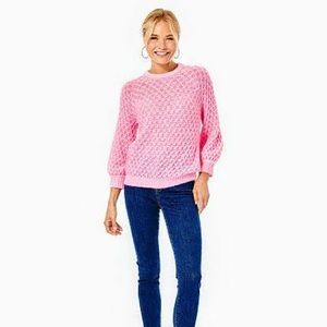 Lilly Pulitzer Corabelle knit Sweater medium pink crew neck NWT Barbie approved